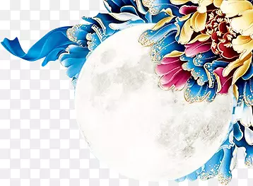 蓝色中秋节装饰花纹图案