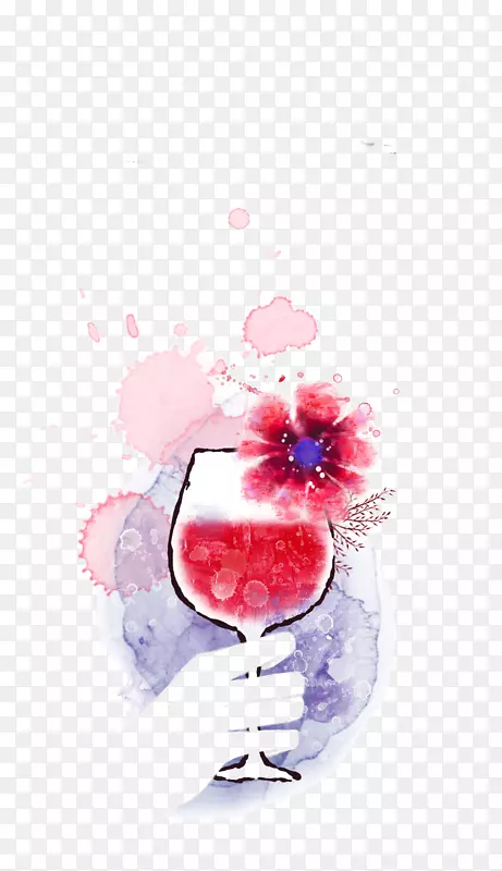 红酒花朵海报背景素材