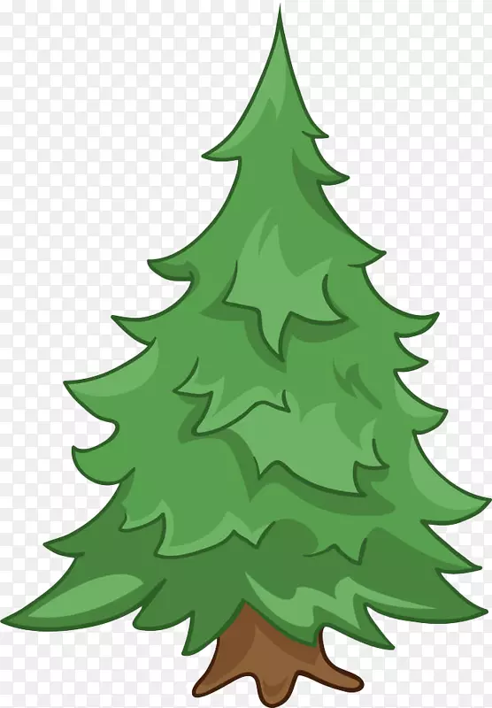 手绘绿色柏树圣诞树