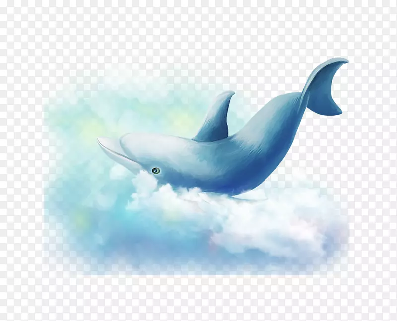 卡通六一儿童节童话云端鲸鱼
