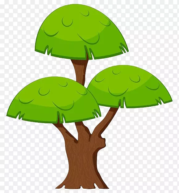 手绘绿色蘑菇树