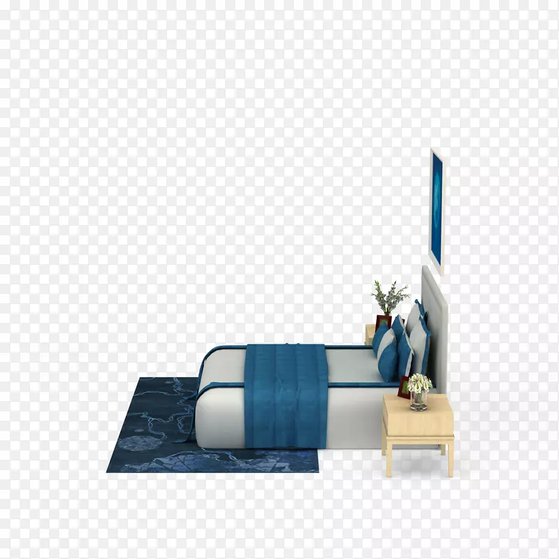 蓝色地毯欧式大床