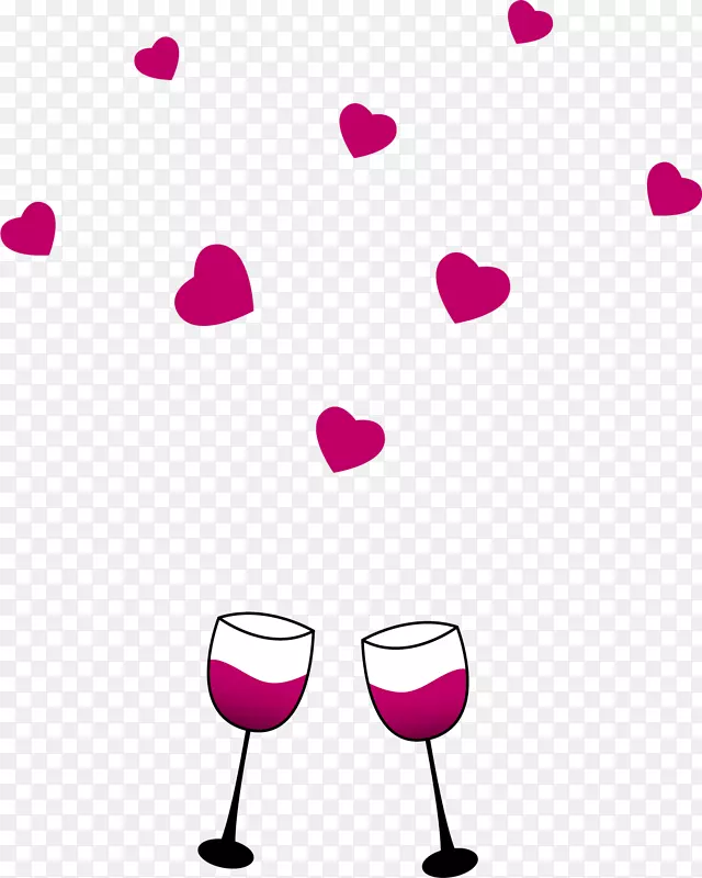 手绘酒杯爱心