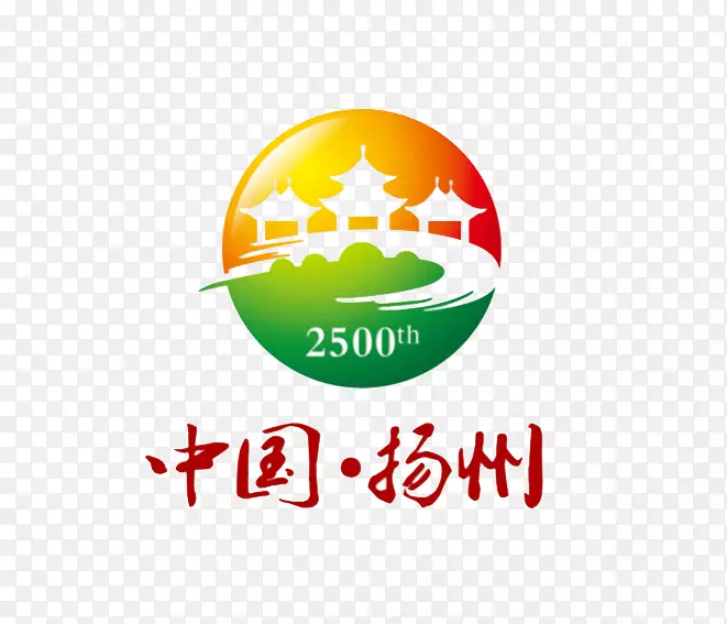 中国扬州五亭桥圆形图标