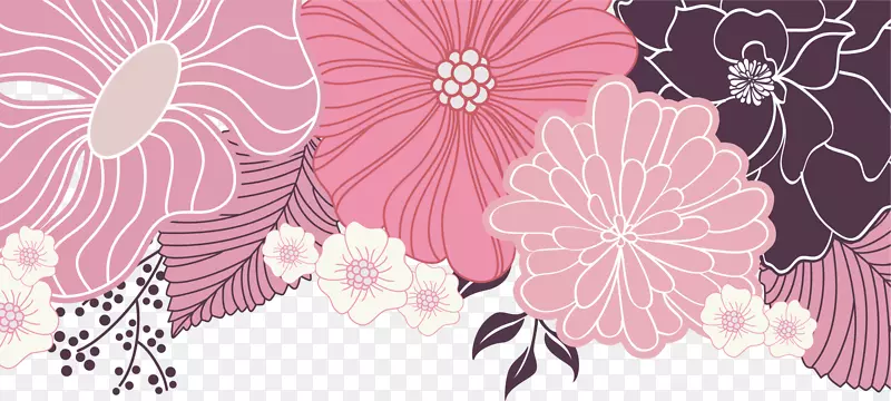 粉色线条花朵