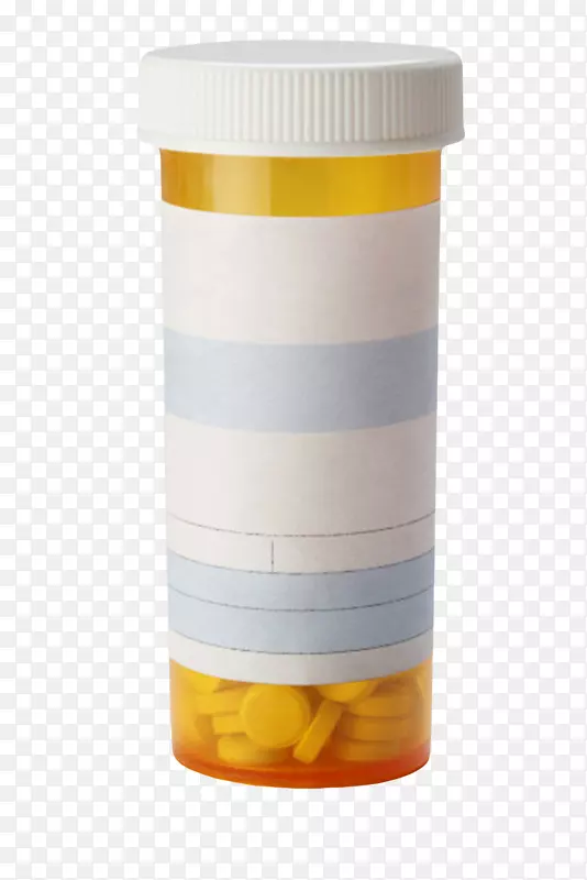 白色治愈淡黄色封条的瓶子西药片