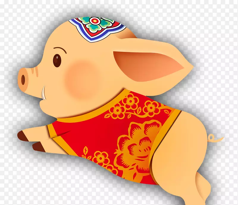 猪狂奔的猪春节