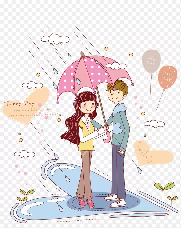 雨中的情侣