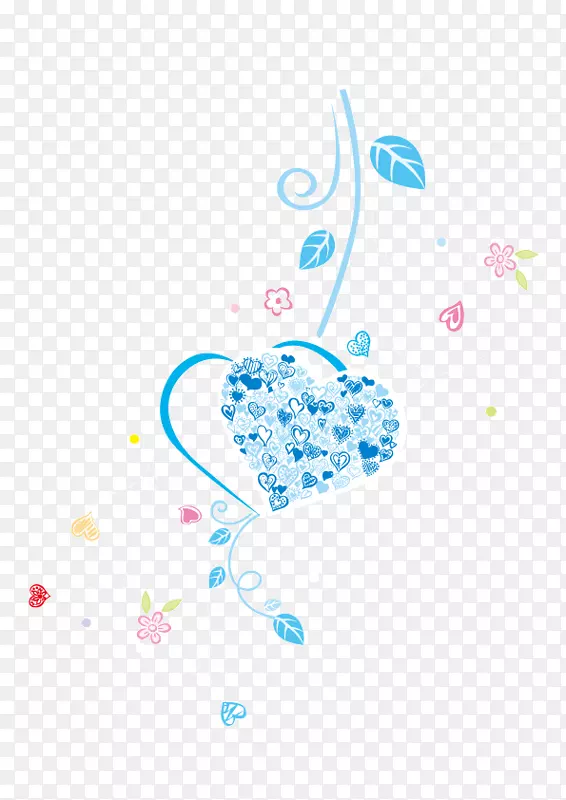 蓝色心形花纹装饰矢量图