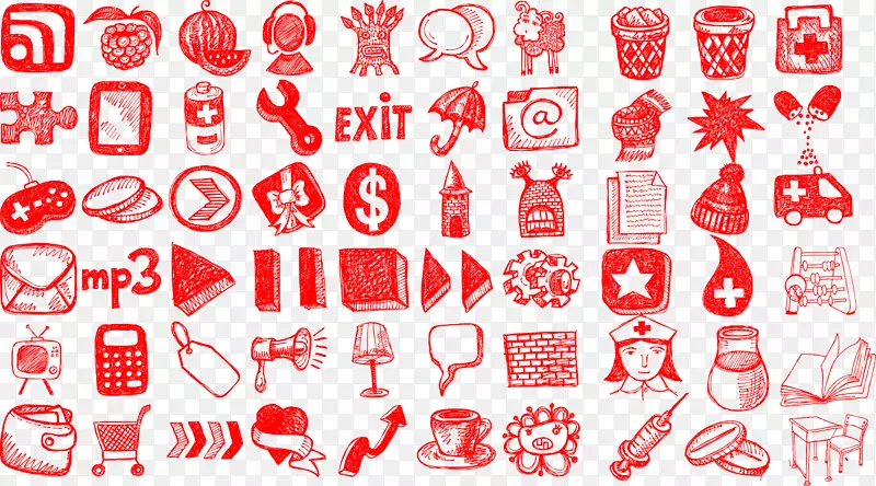 红色的各种小图标PNG图片素材下载_图片编号7615684-PNG素材网