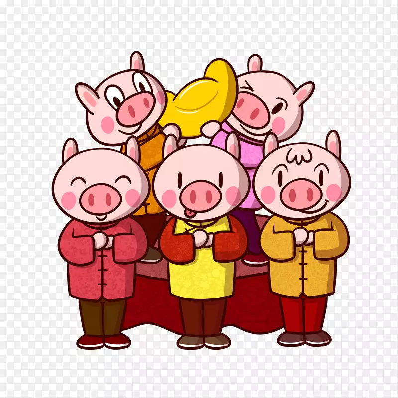 2019猪年可爱卡通猪聚会