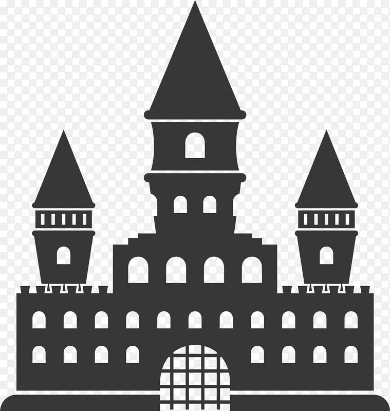 童话城堡黑色矢量