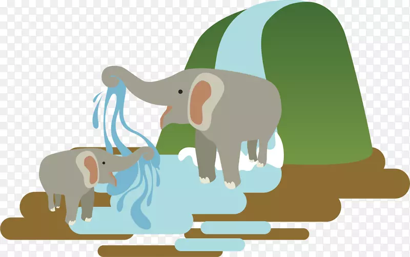 大象喷水矢量图