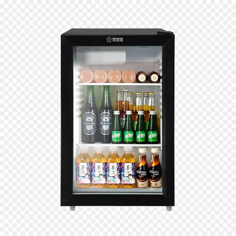 黑色单门玻璃门冰箱设计