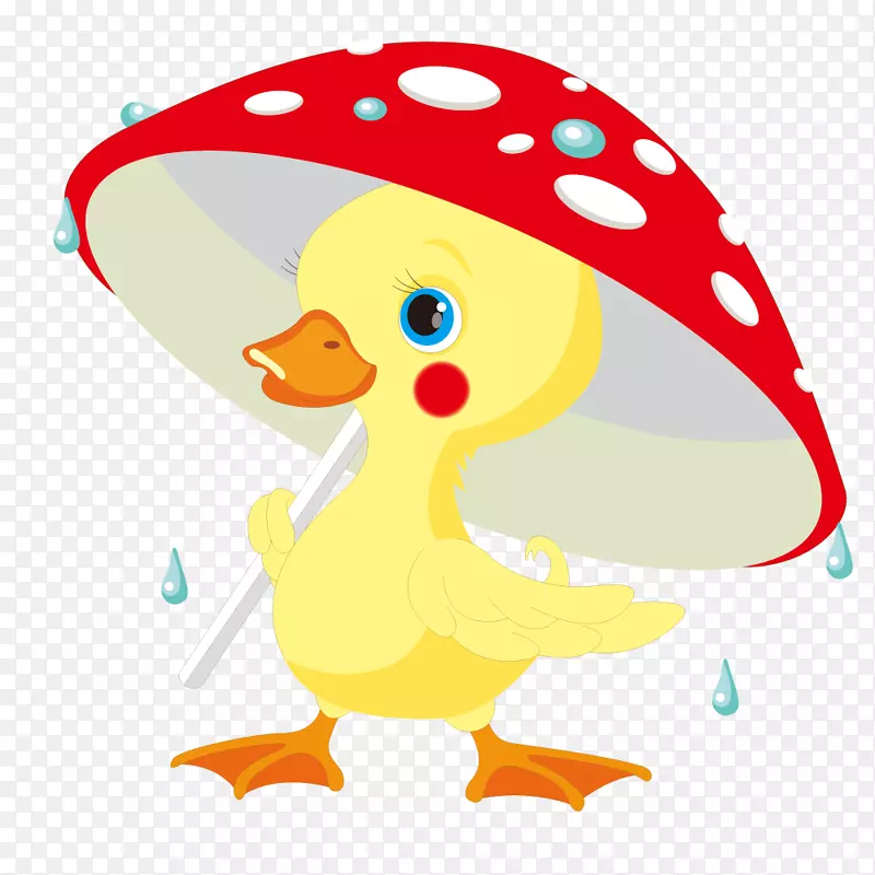 黄色小鸭子打着伞
