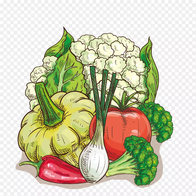 卡通瓜果蔬菜矢量图