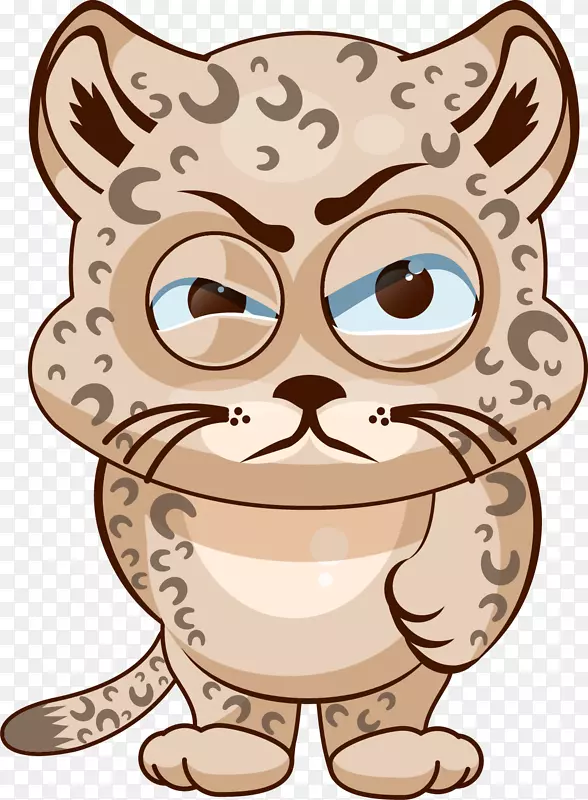 卡通眯眼的可爱豹子