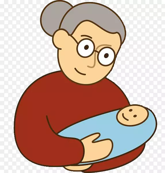 简笔奶奶抱着小婴儿