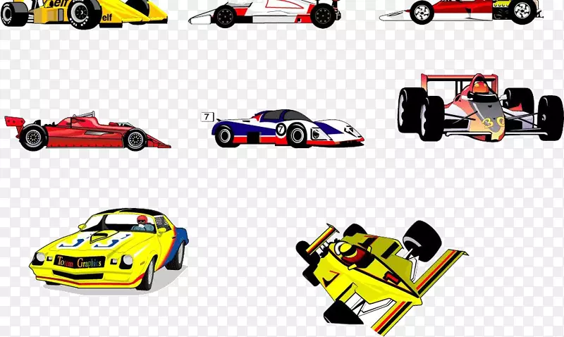 各种赛车的形象的设计三视图