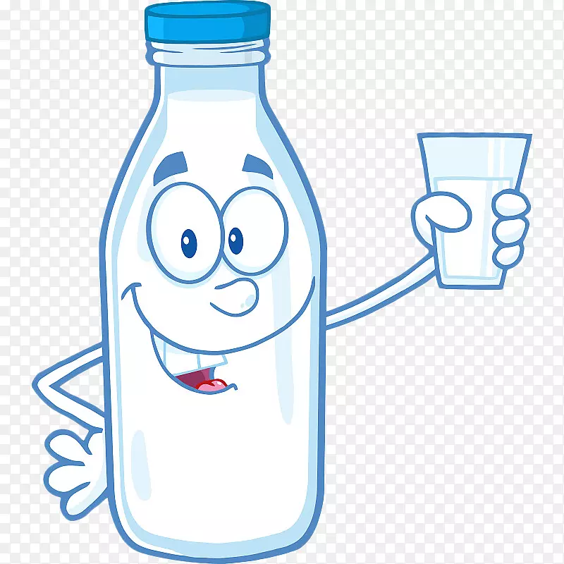 卡通牛奶瓶拿着杯子