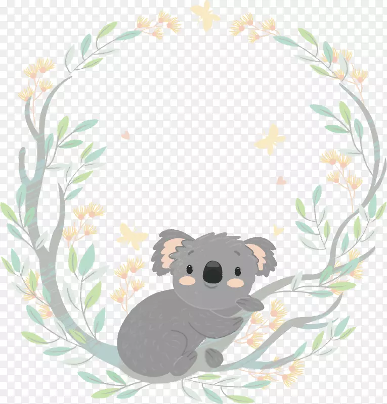 可爱花藤上的树袋熊