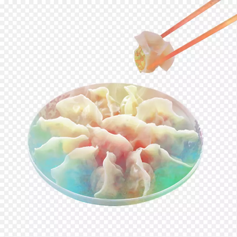 水彩创意彩色水饺食物