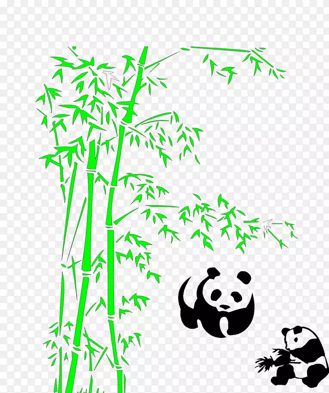 嫩绿竹子可爱熊猫