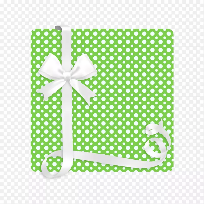 白色蝴蝶结丝带装饰清新绿礼盒