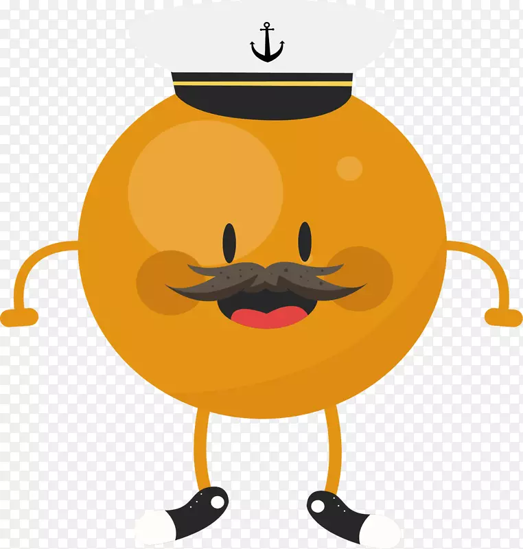 卡通橙子船长小人