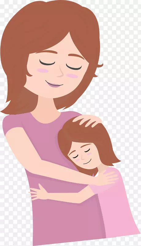 母亲与孩子拥抱插画