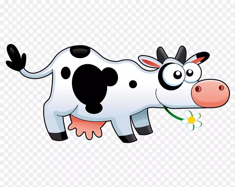 矢量卡通手绘可爱斑点奶牛