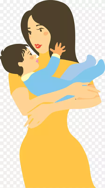 母亲节带小孩怀抱婴儿矢量素材