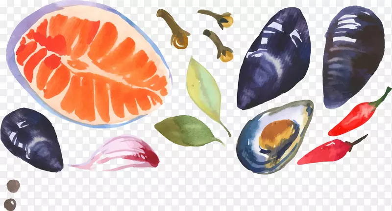 手绘海鲜食物元素
