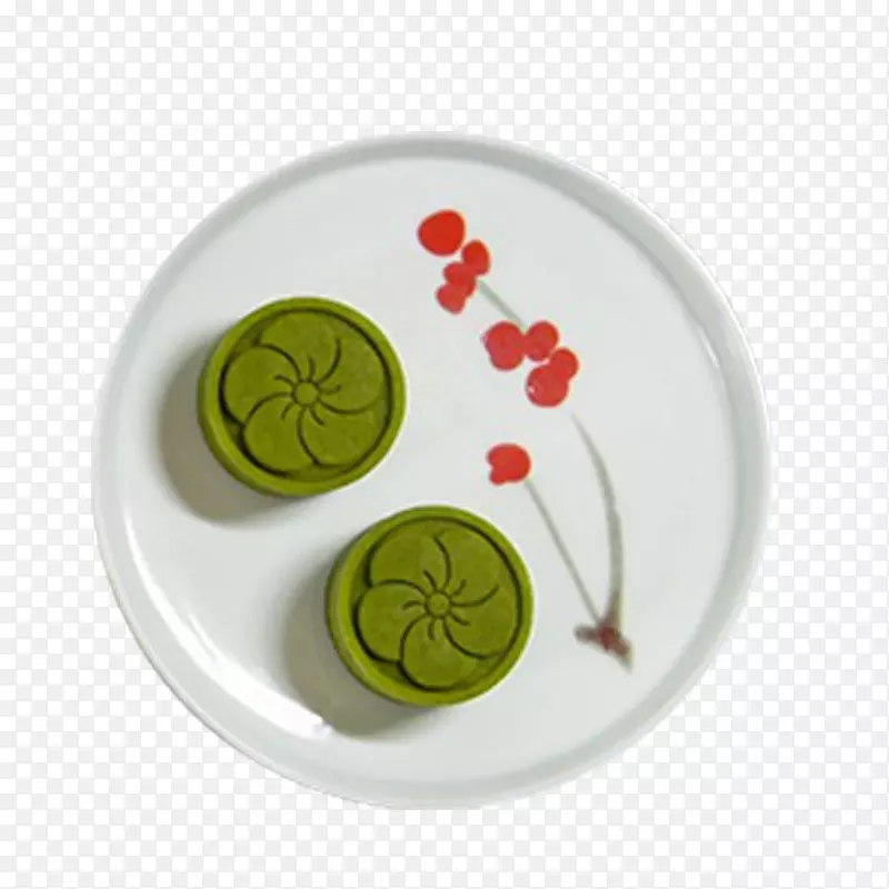 圆型樱花绿豆酥
