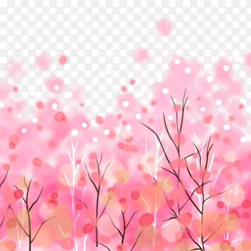 粉色唯美装饰桃花树林装饰图