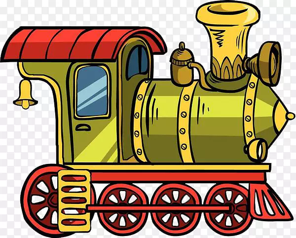 卡通手绘4个轮子的火车头