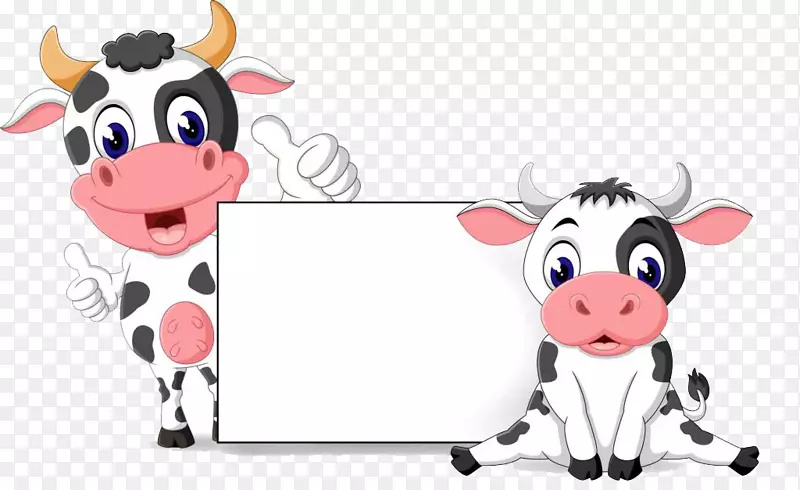 卡通母牛标题栏免扣矢量图