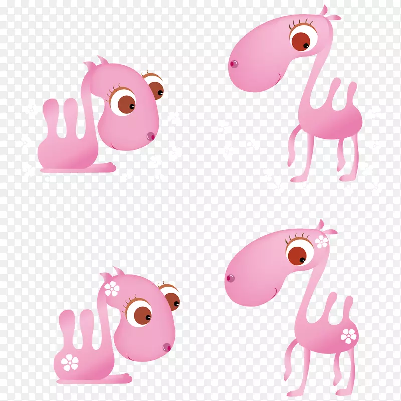 可爱卡通粉色骆驼矢量素材
