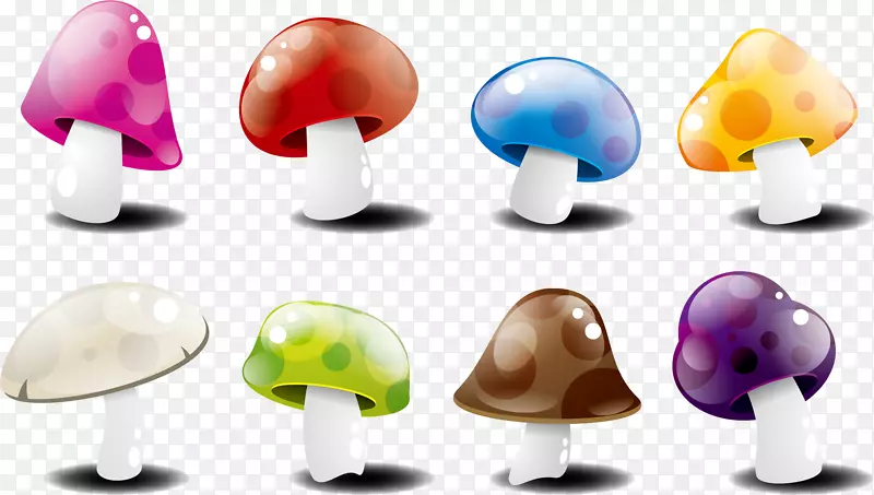 矢量元素五彩小蘑菇
