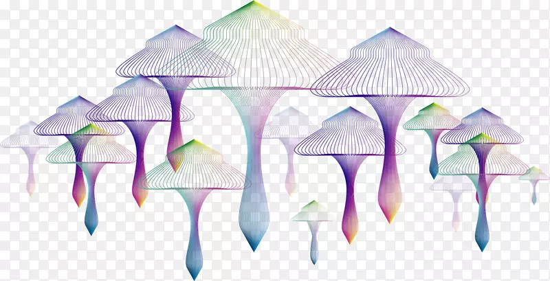 矢量手绘彩色蘑菇