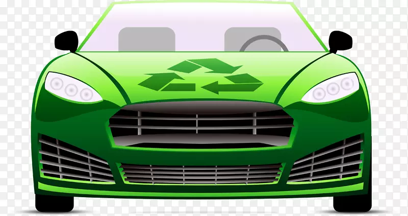 绿色环保卡通汽车图