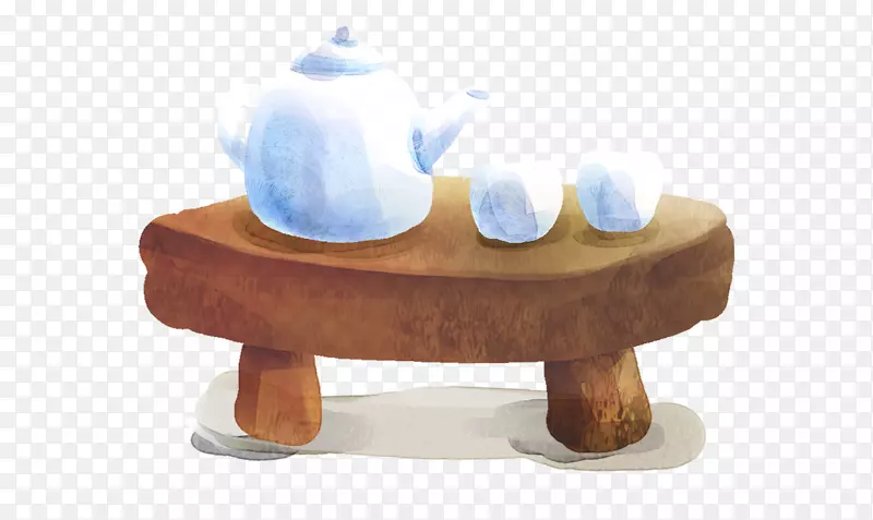 手绘木头小茶桌
