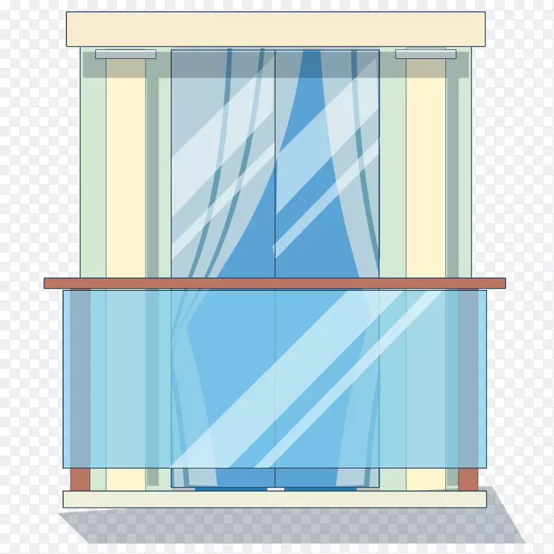 玻璃栅栏和阳台窗帘