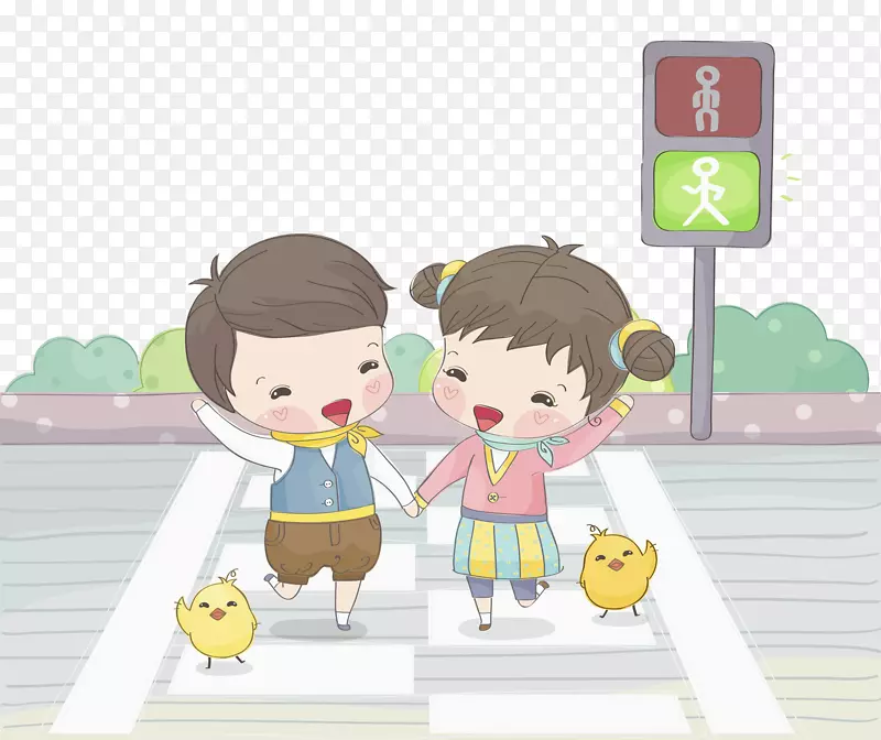 手牵手过马路PNG图片素材下载_图片编号7633566-PNG素材网