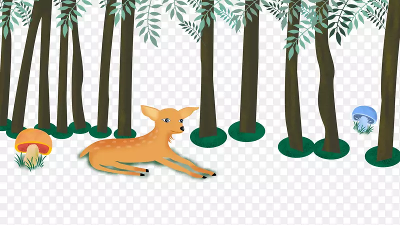免抠卡通手绘森林里的小鹿