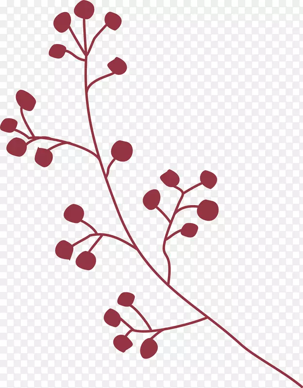 红色手绘的植物素材