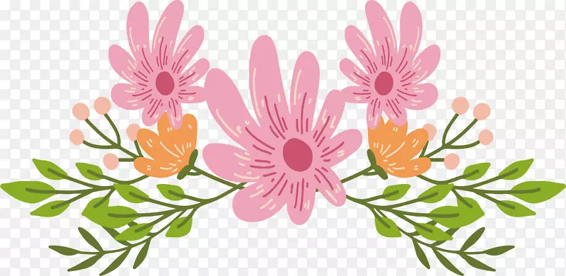 三朵粉色小雏菊标题框