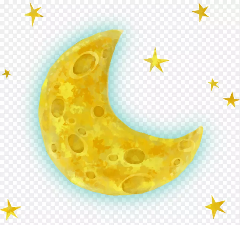 黄色卡通星星月亮