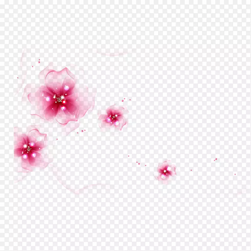 粉色花朵半透明矢量图