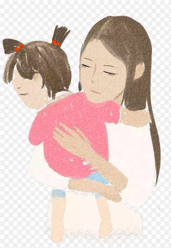母亲节插图手绘简笔画妈妈抱着孩